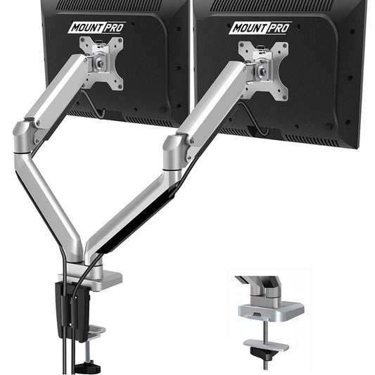 Dual Arms Cast Aluminum Monitor Desk Mount