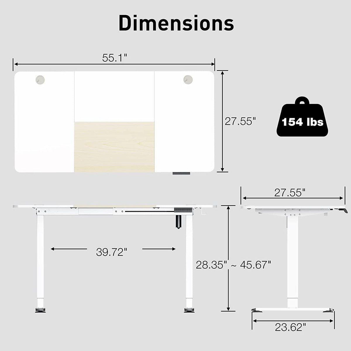 White +Oak heavy duty sit and stand desk
