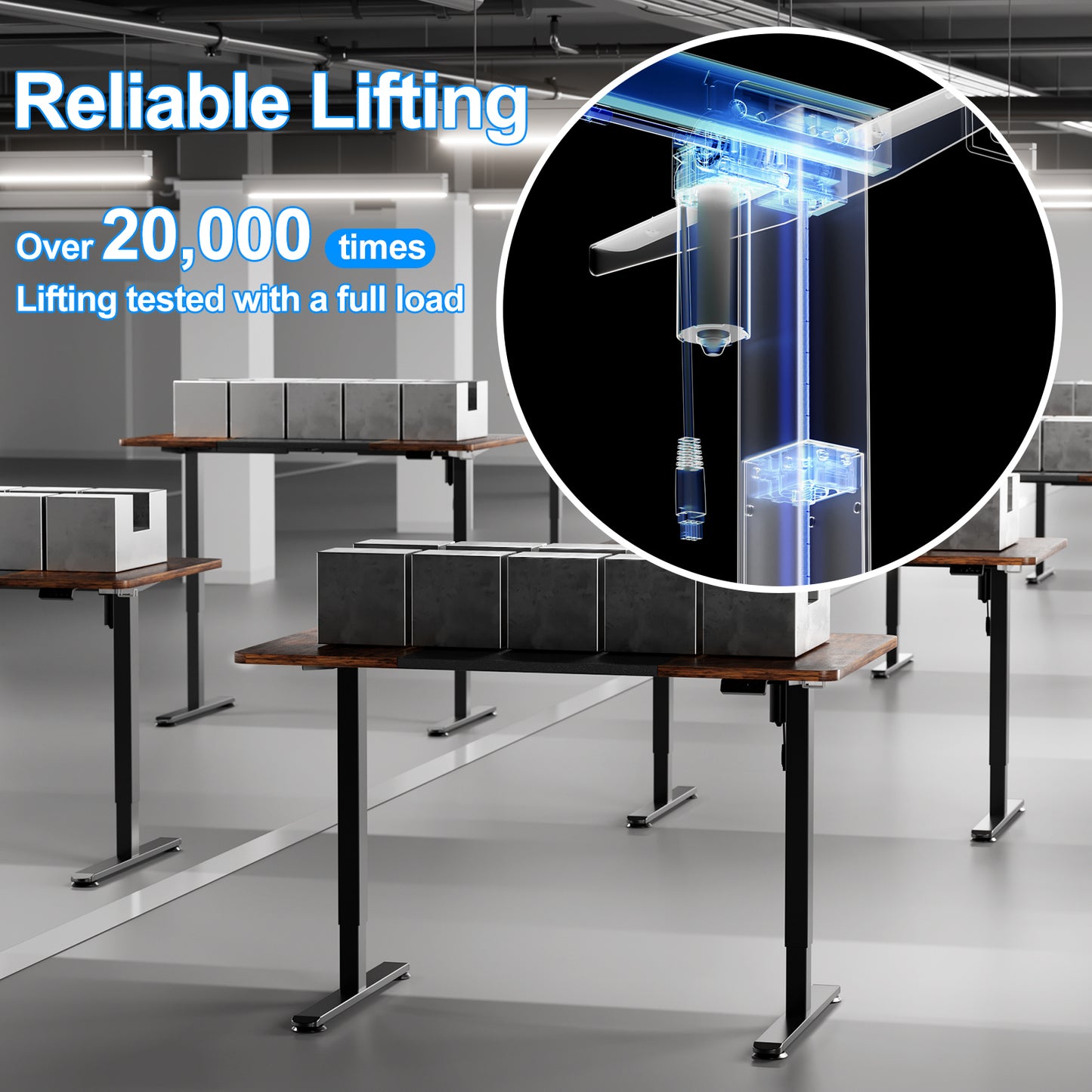 WOKA Electric Height Adjustable Electric Standing Desk, 55 x 28 Inch Sit Stand Desk with Memory Controllers, Stand up Desk for Home Office, Rustic Brown and Black Tabletop WD104-B31