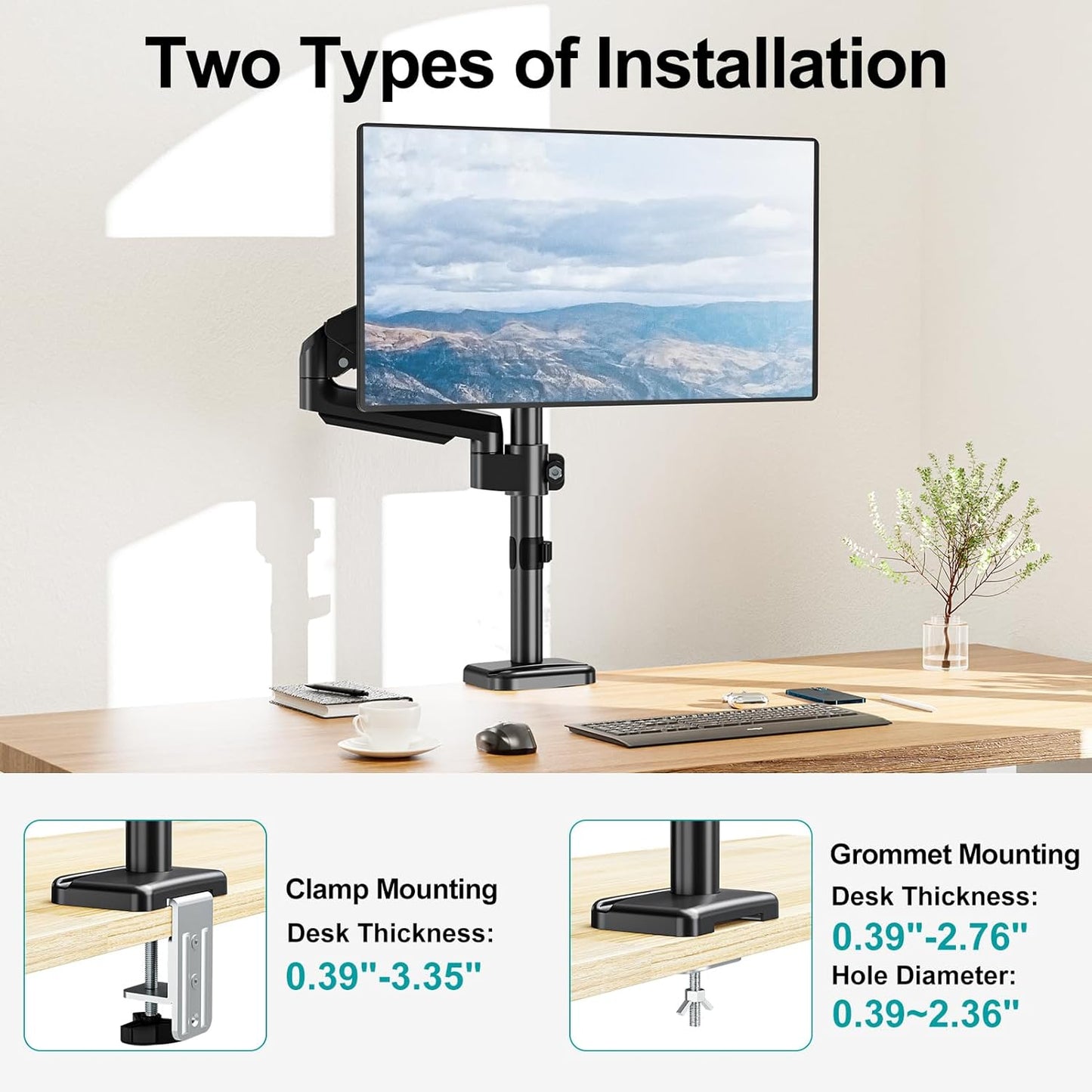 MOUNT PRO Single Monitor Mount, Monitor Arm Desk Mount for 13-32 inch