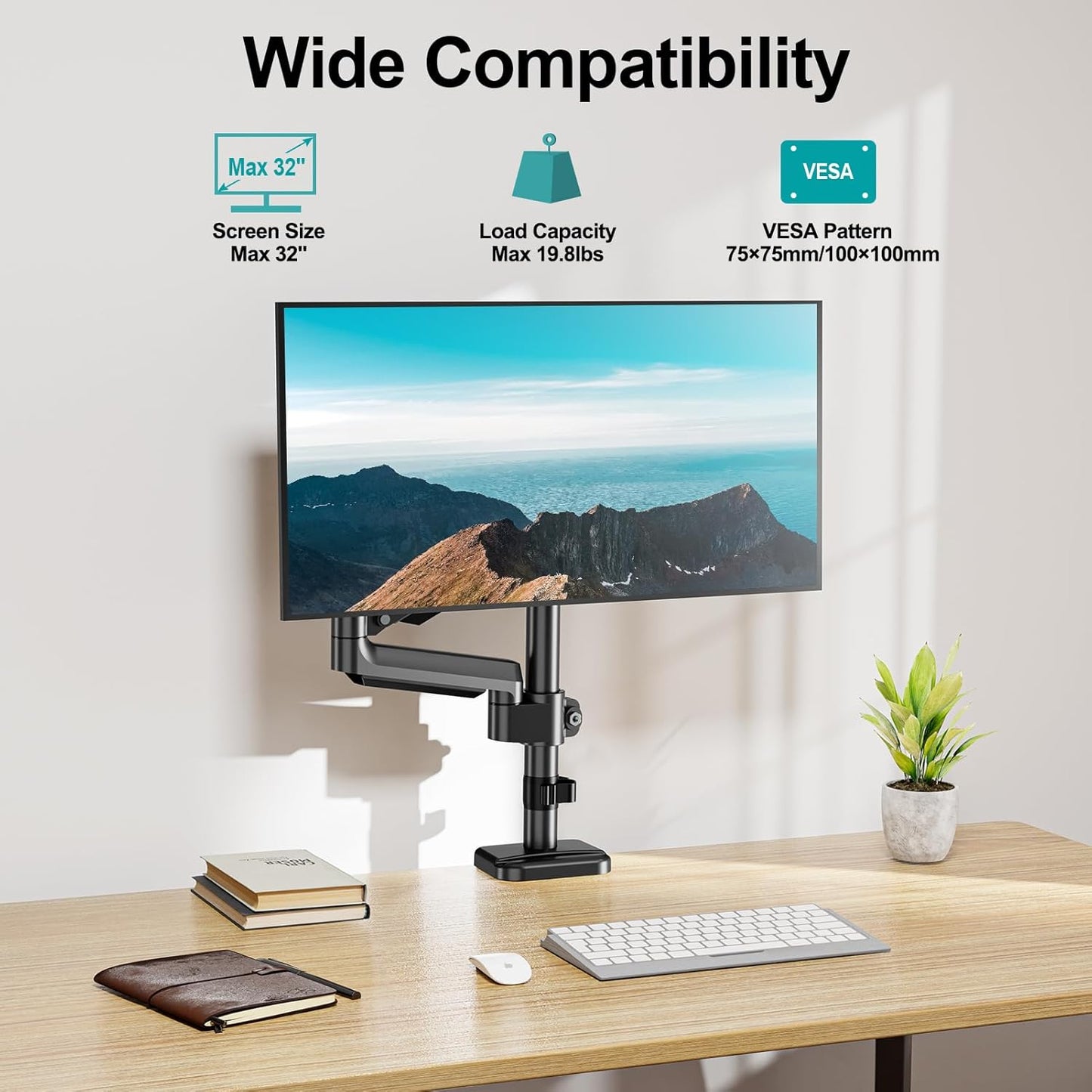 MOUNT PRO Single Monitor Mount, Monitor Arm Desk Mount for 13-32 inch
