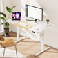 WOKA Electric Height Adjustable Electric Standing Desk, 55 x 28 Inch Sit Stand Desk with Memory Controllers, Stand up Desk for Home Office, White and Oak Tabletop WD104-W49