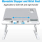 Gray folding laptop table is user-friendly for left or right handed
