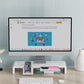 large monitor riser helps desk organization