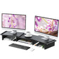 Dual Monitor Riser with 3 Shelf Black