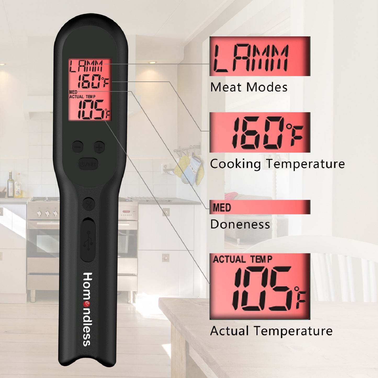 Black Meat Thermometer