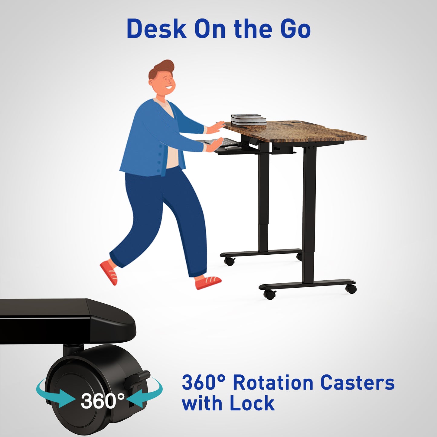 WOKA Electric Height Adjustable Standing Desk with Keyboard Tray