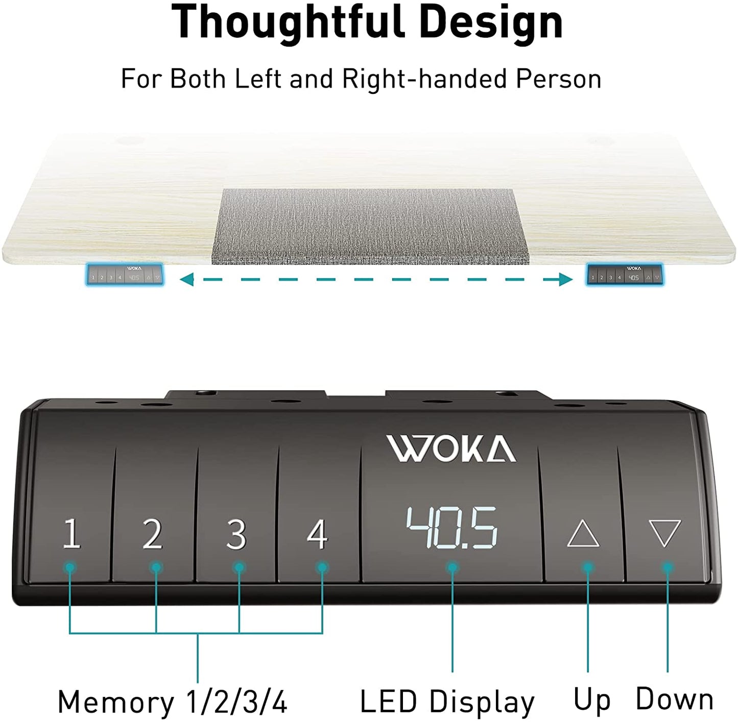 White +Oak electric standing desk with memory keypad