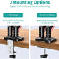 Dual Arms pink monitor desk holder for c-clamp and grommet mounting