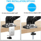 Dual Arms monitor arm mount for clamp or grommet installation