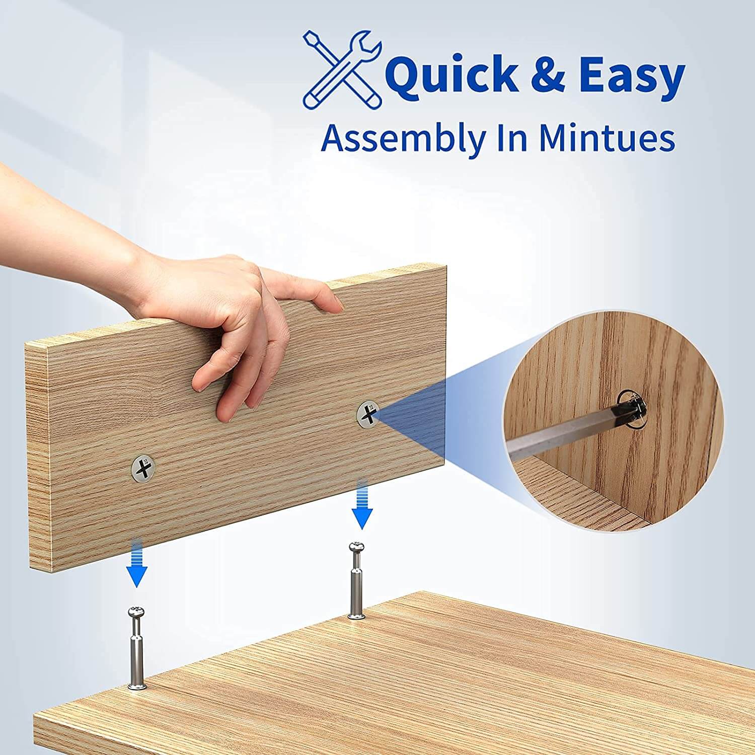 WOKA Natural 3 Shelf computer monitor stand easy assembly