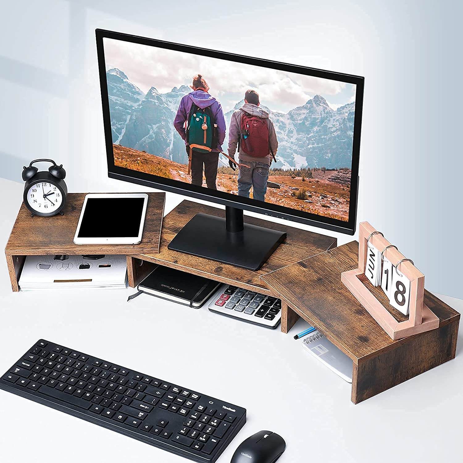 WOKA Rust Brown 3 Shelf computer monitor stand