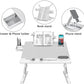 Gray laptop bed desk with phone stand, book stand, and drawer